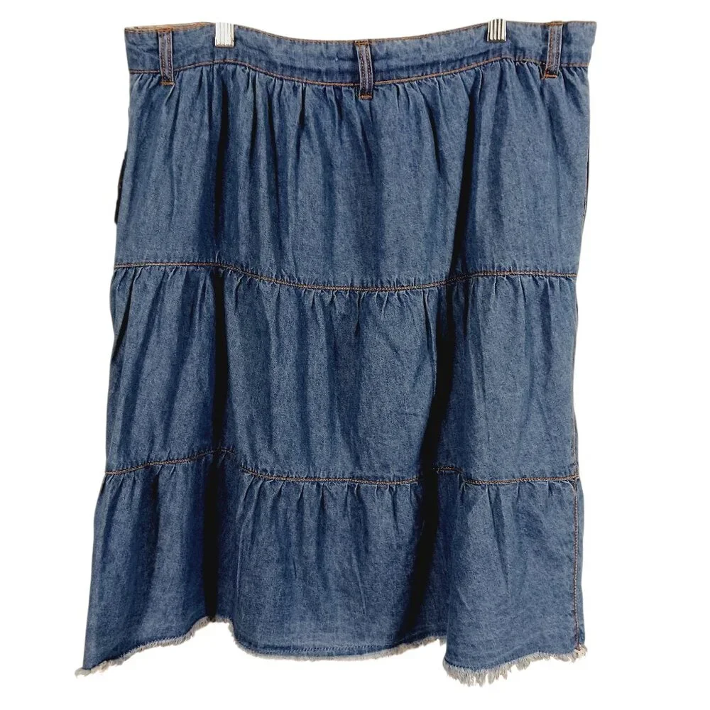 Westbound, NWT, Button Front Denim Tiered Skirt, Size PL, Country, Western - Picture 4 of 15